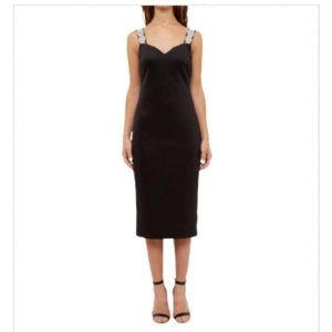 Ted BAKER LONDON BLACK MALLOY MIDI DRESS NEW